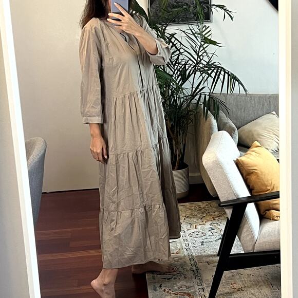 Jenni Kayne James midi Dress Willow size M sage green cotton linen - Picture 3 of 8